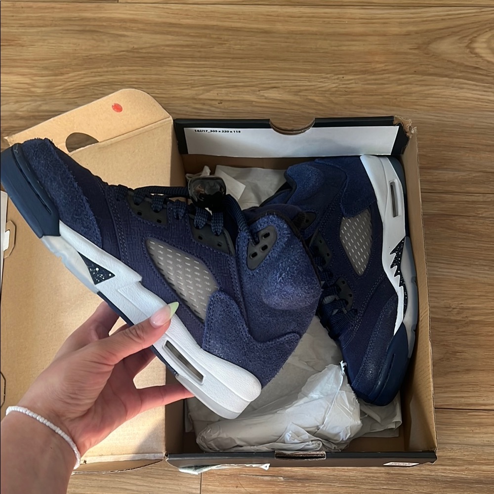 Jordan Kids Navy Blue and White Sneakers